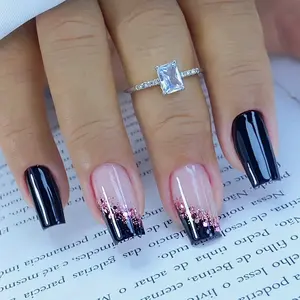Handmade Glitter Square Gradient Press-On Nails, Perfect for Girls' Dates, School Love, Festivals, Parties, Weddings, Travel, Summer Nails