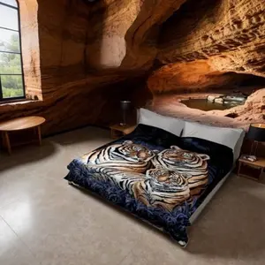 3 tiger heavy duty faux mink Mexican blanket