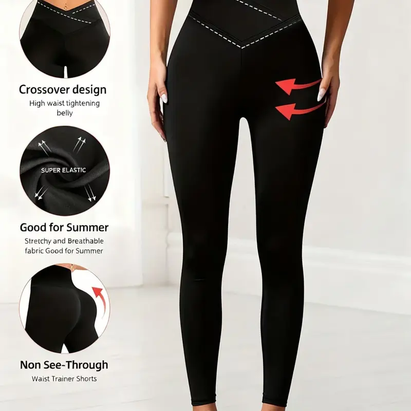 Super Soft Criss-Cross Stretch Leggings, Minimalist High Waist Commute & Yoga Leggings, Sexy Casual Sports Leggings, Butt Lifting Design, Sportswear Bottoms, Gym Tights, Sports Tight Pants