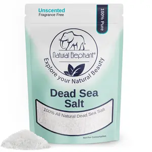 Natural Elephant  Dead Sea Salt 2 lb - 100% All Natural, Fragrance Free, Exfoliating & Nourishing Salt for Body Care, Skin Repair & Relaxation