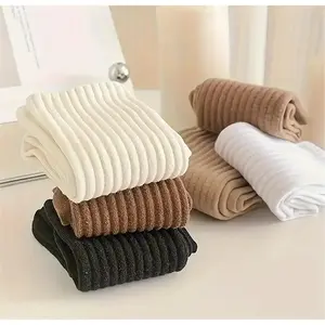 Mid Tube Socks , Vertical Stripes, Solid Color,   Sweat Absorbing Socks, Student Office Workers, Sports Long Socks, Soft Winter Womenswear Women