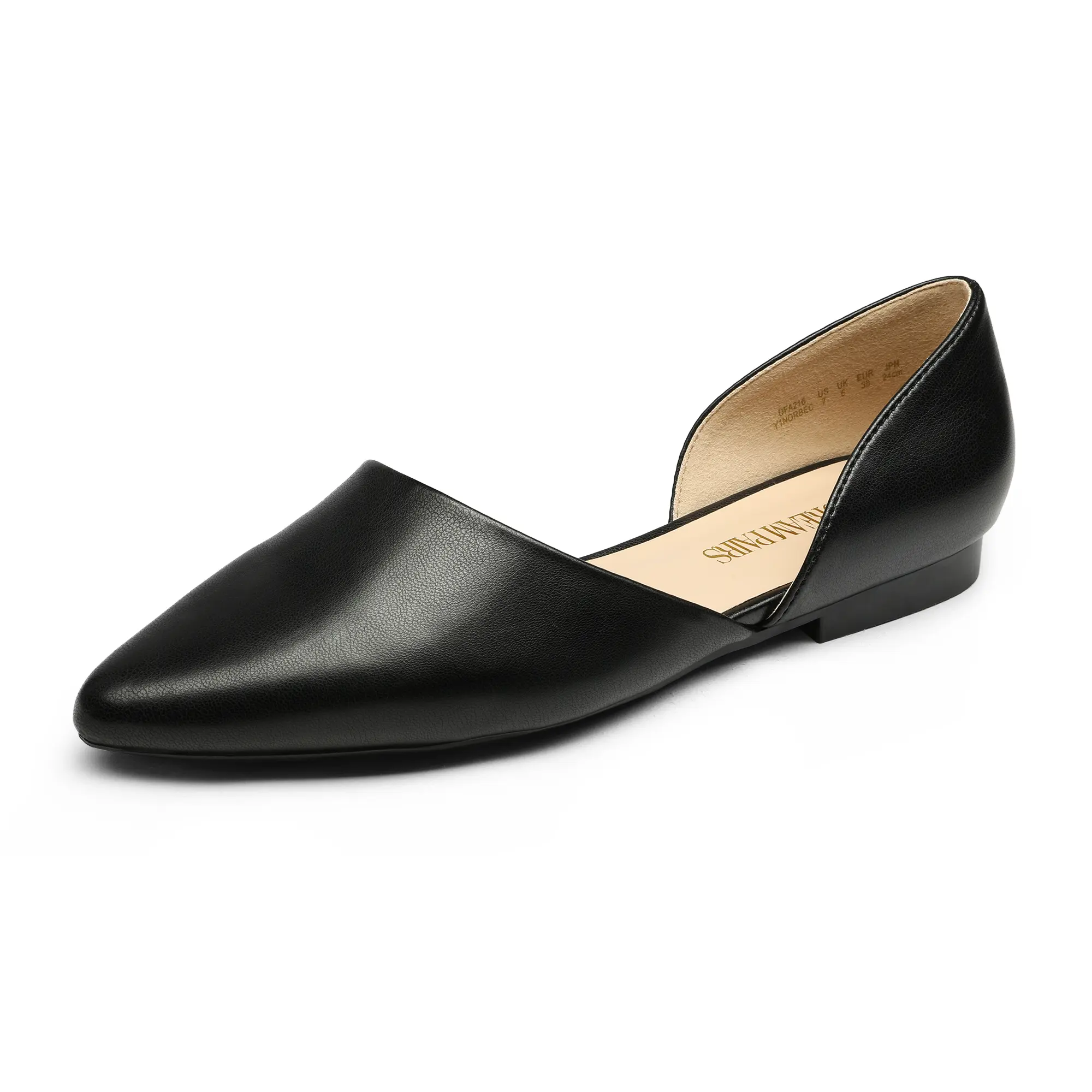 Dream Pairs Women's D'orsay Pointed Toe Flats, Classic Slip On Shoes with Breathable PU Vamp, Comfortable Everyday Wear Footwear, Synthetic, Casual