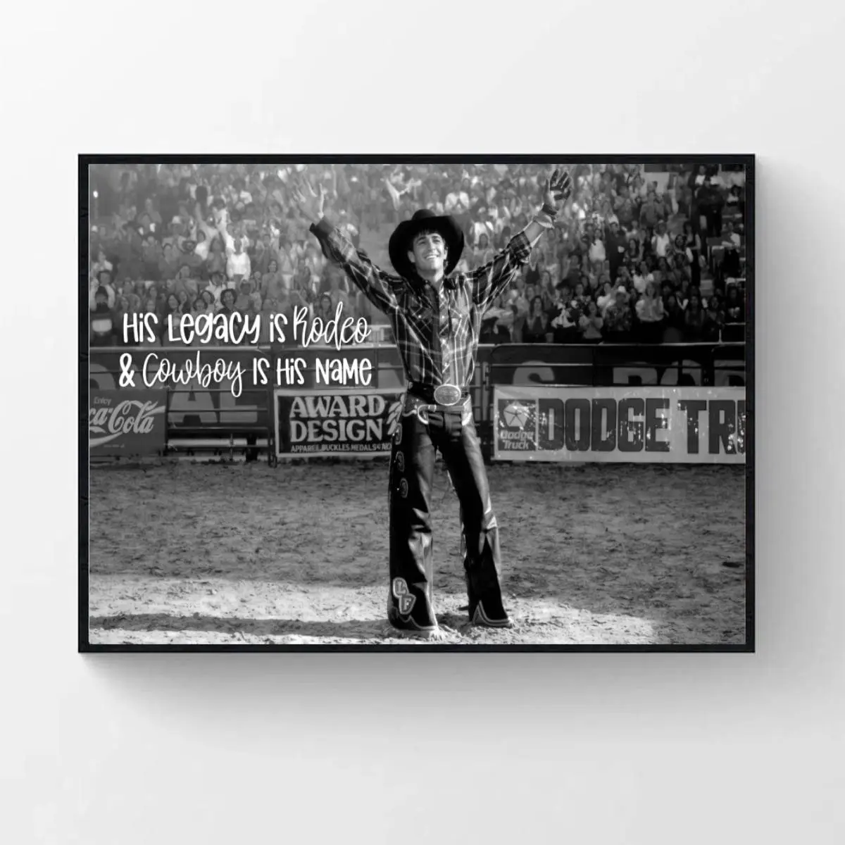[No Frame] Vintage Lane Frost Wall Poster, His Legacy Is Rodeo & Cowboy Is His Name, Legendary Bull Rider Rodeo Scene, Retro Western Cowboy Wall Art