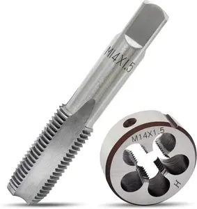 M14X1.5 Tap and Die Set, Metric Right Hand M14 x 1.5 Tap Die Set, 14 x 1.5mm High-Speed Steel Thread Milling Tap and Die Suitable for Various Metals, M14 Thread Tap and Round Thread Die Tool
