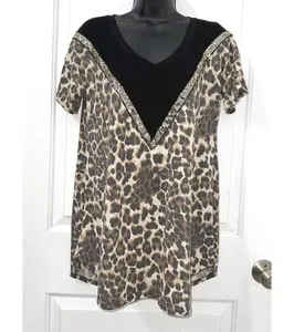 Leopard Contrast Top with Sequin