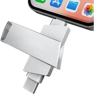 128GB Flash Drive for  iPad, USB3.0 High-Speed Memory Stick No App Needed,  & USB-C External Memory Storage for Photos Videos, Picture Backup Thumb Drive Plug & Play()
