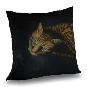 360 Stand 14x14 in. Poly Twill Throw Pillow Insert - Bengal Cat Animal Art Design, Soft Texture, Modern Style, Bedroom Use, Animal Standard Pillows