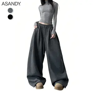ASANDY Y2K Aesthetic Oversized Baggy Sweatpants Women High Waisted Casual Loose Trousers Streetwear Trendy