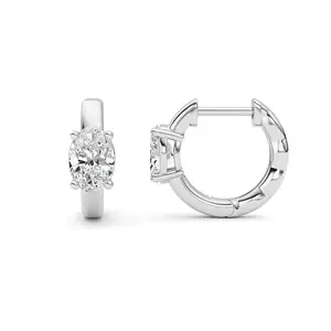 1.00ct 14K White Gold Oval Fancy Diamond Hoop Earrings (IGI Certified)