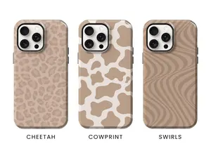MagSafe Neutral Brown iPhone Case, Floral, Leopard Polka Dots Spots, Wavy Checkers, Swirls, Solid, for 12 13 14 15 16 Pro Max Plus mini