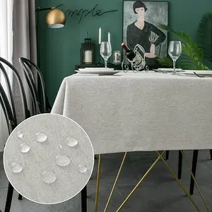 Rectangle Tablecloth Fuzzy Touch Linen Waterproof  and Water Proof Table Cloth Decorative Linen Fabric Tablecloths for Dining Parties Kitchen Wedding and Outdoor Use（white）