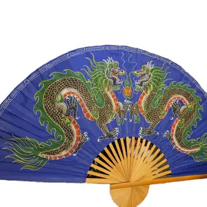 3'H×5'L Hanging Double Dragon Silk Wall Fan