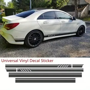 1Set (4Pcs) Universal Car Racing Body Side Stripe Skirt Roof Hood Decal Sticker for All Cars Vinyl Bumper Decal