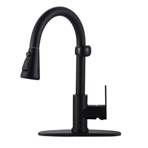 WOWOW Touchless Kitchen Faucet Motion Sensor - Activated Smart Hands Free Kitchen Faucets with Pull Down Sprayer Single Handle Kitchen Sink Faucet, Matte Black