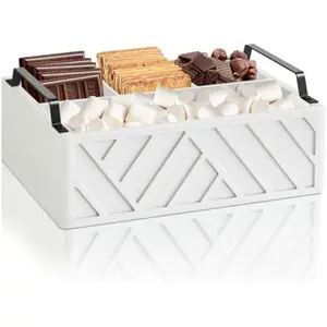 Farmhouse Bar Holder with Handles,  Smores Accessories Organizer, Smores Supplies Container Box, Smores Maker Box for Smores Kit