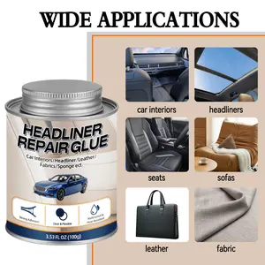 Professional Grade Car Headliner Glue - Heavy Duty Upholstery Adhesive for Permanent Repair | High-Heat Resistant, Clear & Flexible Automotive Interior Glue for Fabric, Leather & Roof Lining (Includes Brush)
