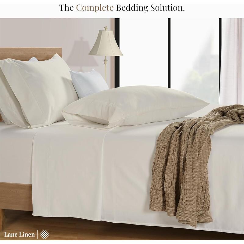 % Full Size Sheets Set 600 Thread Count, Luxury Hotel Style Sateen Weave for Soft Finish, Machine wash Bedding Sheets & Pillowcase Set, Deep Pocket Full Sheets - Ivory