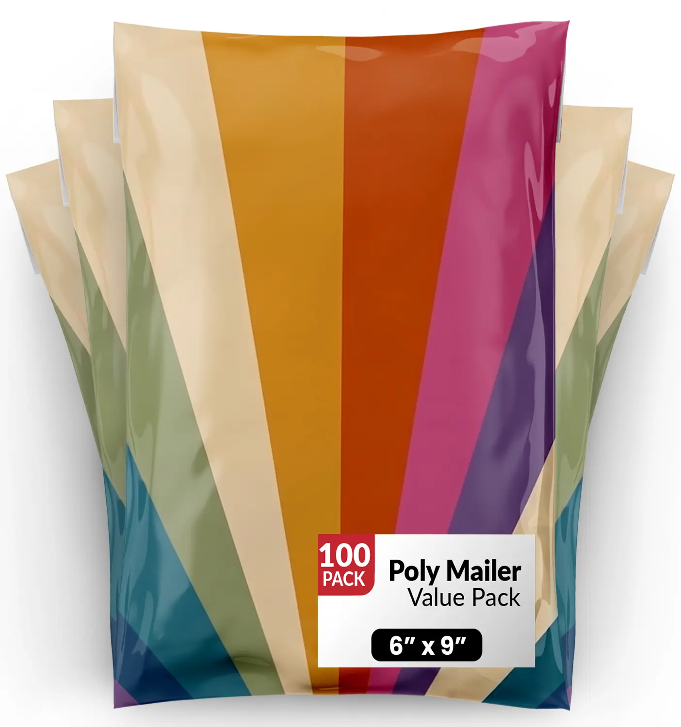 Retro Rainbow Polymailers 6x9 - 100 pack Retro Rainbow Polymailers 6x9 - 100 pack