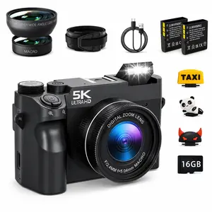 5K Digital Camera for Photography and Video 75MP with WiFi Dual Lens Autofocus 18X Zoom 16GB Card 2 Batteries Wide Angle Lens Compatible