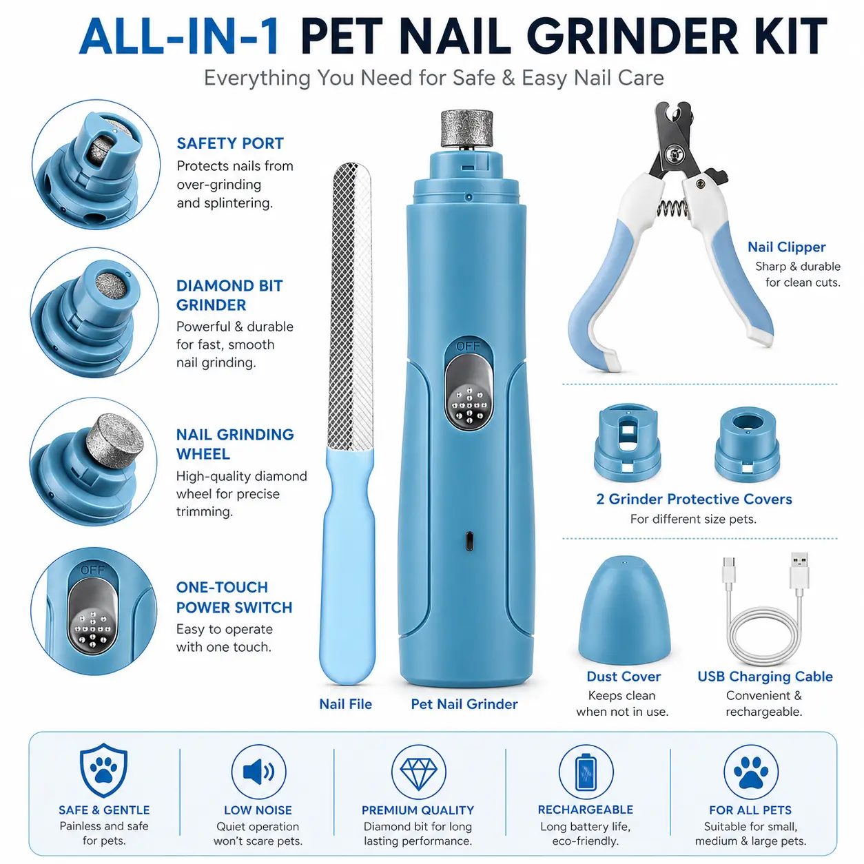Pet electric nail polisher manicure tool set