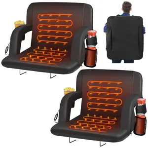Slendor Heated Stadium Massage Seats Set of 2,Stadium Seating Folding Adjustable Outdoor Heated Bleacher Seats,Portable Design for Stadiums, Sports Events,Outdoor, Hiking and Travel