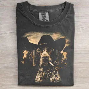 German Shorthair Pointer Western Comfort Colors T-shirt, Vintage 90s Funny Edgy Dog Meme Tee, Unisex Fit Design, Casual Streetwear, Gift for Dog Lovers