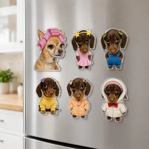 Dachshund Shaped Acrylic Fridge Magnet Vintage Puppy Refrigerator Magnetic Sticker Home Kitchen Decor Gift