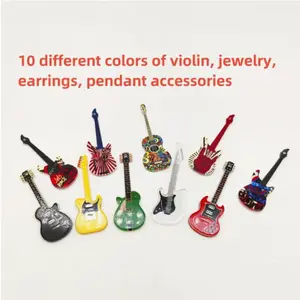 10 Piece Mixed Color Guitar Violin Ukulele Acrylic Pendants, DIY Earrings Keychains Jewelry Making Accessories, Diy Jewelry Decoration, Party Favors