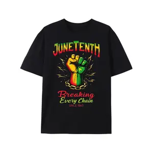 Baseball Undershirt, Short Sleeve Shirts for Men, Image of Fist, Junetth Breaking Every Chain Since 865, Essentials Shirt, Workout Stuff for Men180g 100%Cotton180g 100%Cotton