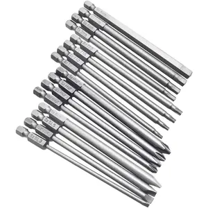 16 count 4-in-1 Multi Long   Bit Set with 1/4" Hex Shank Drill Screw Driver Bits Power Tools Kit (Hex  Allen Wrench, Torx , Cross Phillips & Flat  Slotted Tip)