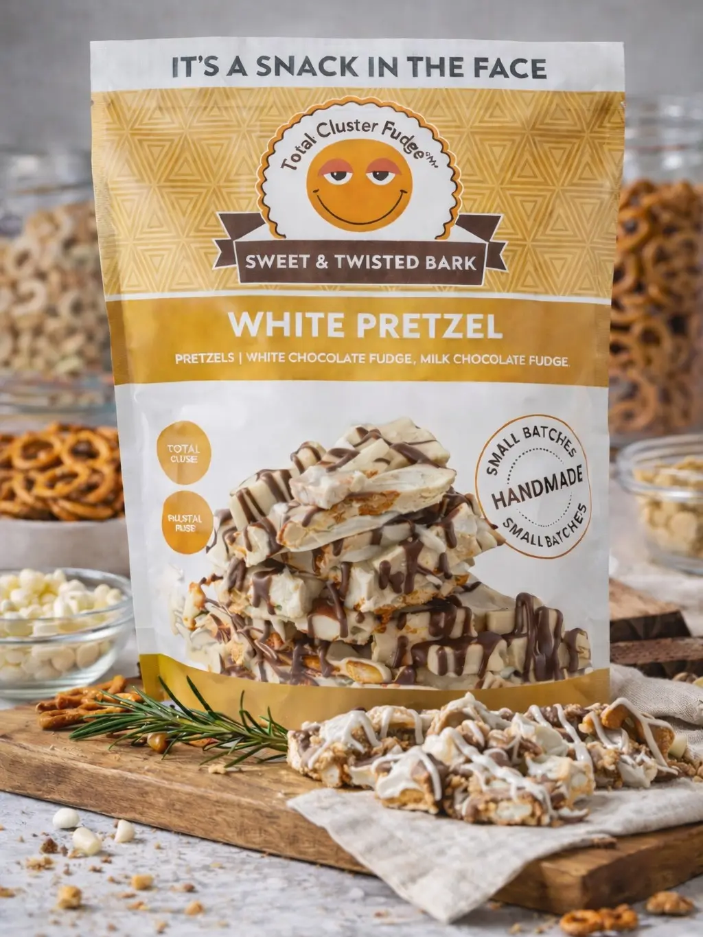 Total Cluster Fudge Sweet & Twisted Bark White Pretzel, 22 oz Bags