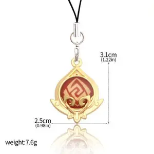 Anime Keychain Genshin Impact Luminous 7 Element Double Side Glass Pendant Phone Straps Eye Of Original Weapons Keyring Souvenir