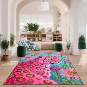 Luxury Vintage Patterned Velvet Carpet, Soft Comfortable Home Decor Rug, Living Room Sofa Mat, Bedroom Bedside Rug, Multi-Scene Use, Decorative Rug, Floral Pattern Rug, Leopard Print Rug, merry Christmas、let it snow