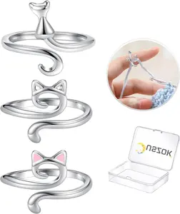 Crochet Rings for Crocheting Adjustable Crochet Tension Ring for Finger  Yarn Guide Ring Knitting Crochet Accessories with Box for Women 3 count