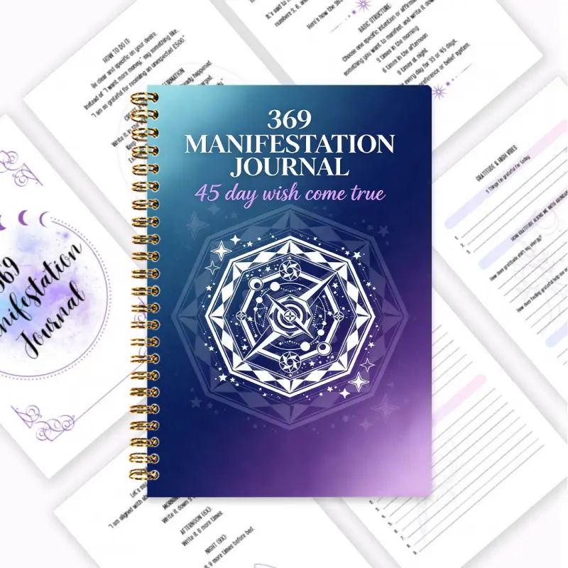 369 Manifestation Journal, 45-Day Wish Fulfillment Planner, Universal Energy and Law of Attraction, Dreamy Starry Purple Cover Design, Daily Gratitude and Emotional Release Space, Gentle Companion Notebook, Inspire Inner Strength, Heal Emotional Wounds, S
