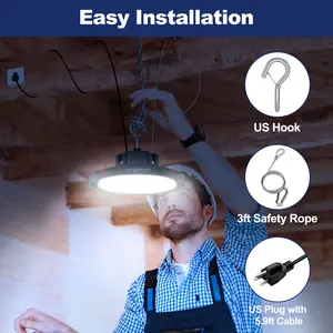 CINOTON 210W UFO LED High Bay Light 24000LM Super Bright Shop Lights 700W MH/HPS Equivalent 5000K Daylight US Plug 6ft Cord IP65 Waterproof for Factory Garage Barn Workshop