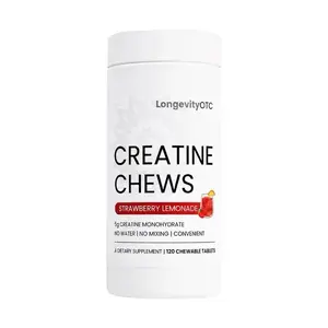 LongevityOTC 5g Creatine Chewable Tablets - Strawberry Lemonade Flavor, Low Sugar, 10 Calories per Serving, Fitness Dietary Supplement for Healthcare & Wellness