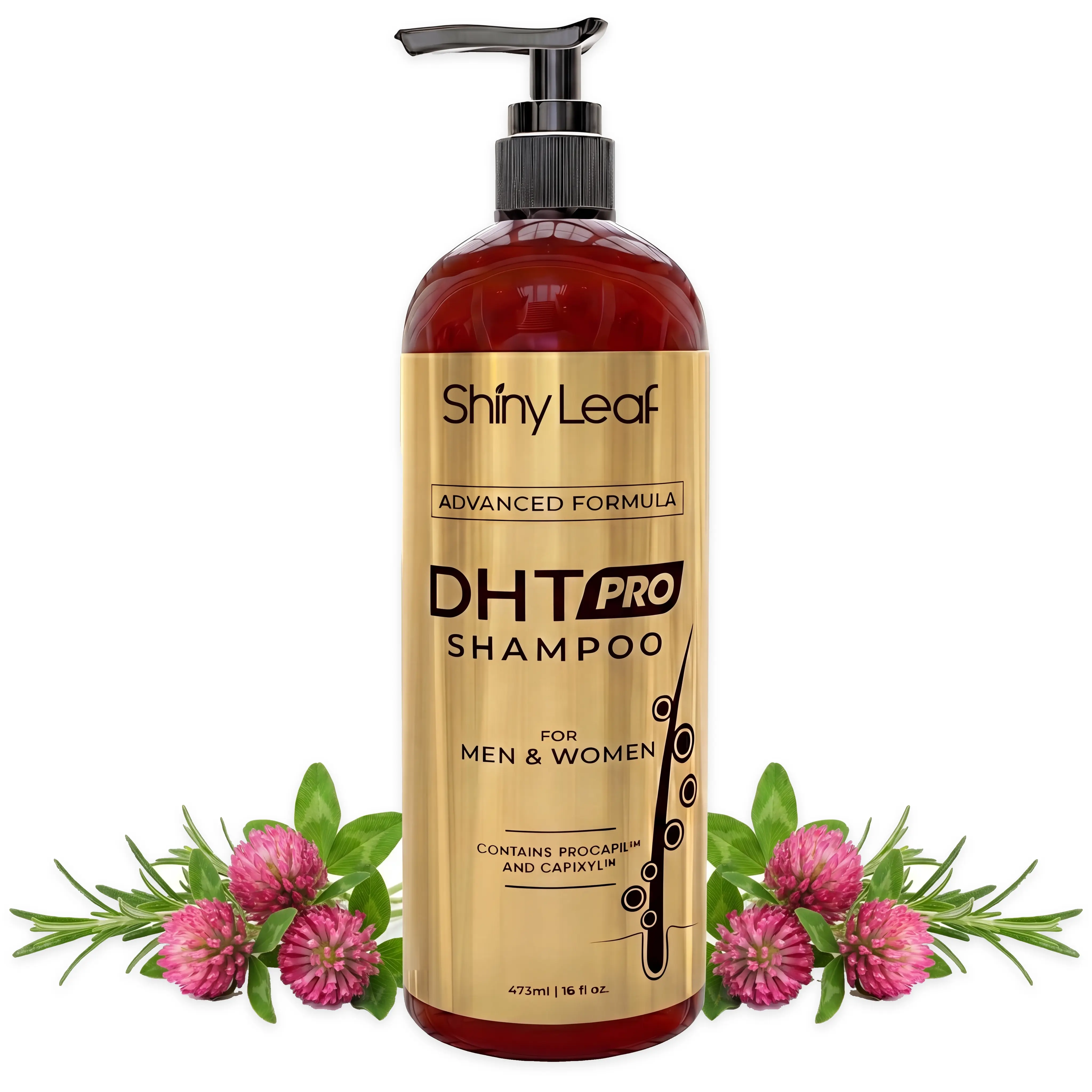 DHT Pro Shampoo with Procapil and Capixyl for Anti-Hair Loss 16 oz Shiny Leaf Sulfate Free Unisex Hypoallergenic