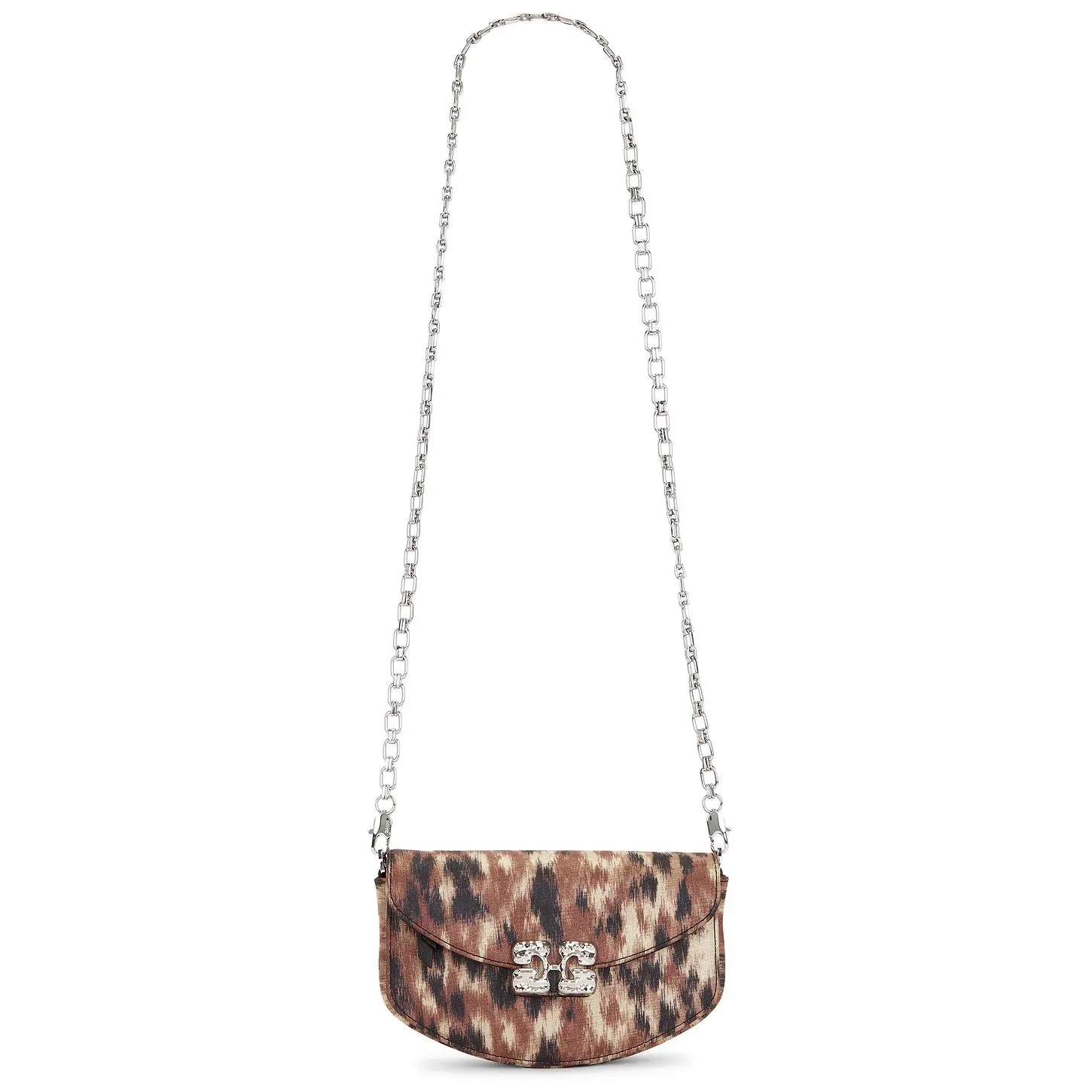 Ganni Lulu Wallet On Chain Taffeta Bag in Burro