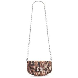 Ganni Lulu Wallet On Chain Taffeta Bag in Burro