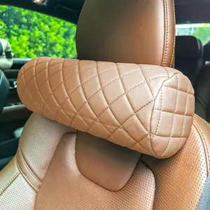 Pillow for , Seat Long    Support Pillow, Side Travel Headrest Round Roll Log Cylinder Pillows for Driving Seat,Memory (Brown)