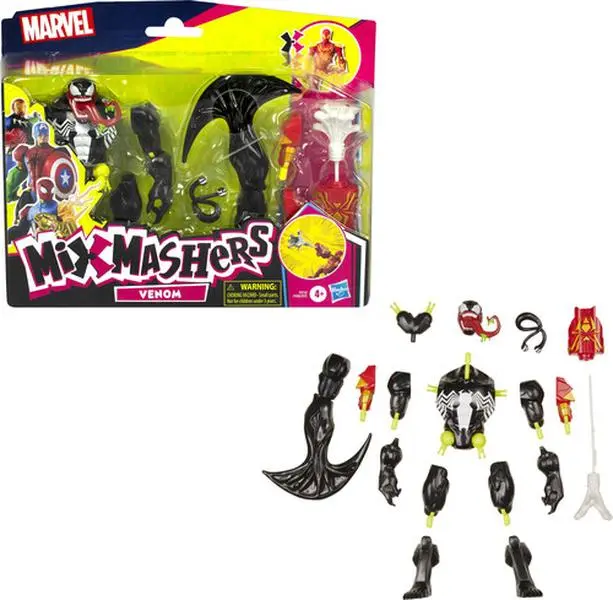 Marvel MixMashers Venom Collectible Action Figure, Vinyl Statue with Iron Spider Parts for Mash & Remix Customizable Play