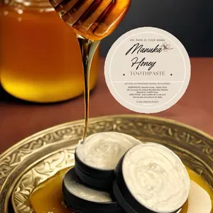 2oz Dr.Papa Xylitol Whitening Toothpaste w/Coconut & Olive Oil for Whiter Teeth Cavity Prevention Bad Breath Prevention Alkalizing Remineralizing All Natural Unflavored Unsweetened Oral Care for Kids and Adults FLUORIDE FREE Organic Manuka Honey propolis