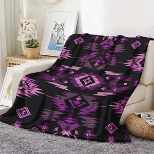 1 piece of southwestern style throw blanket - a plush fleece sofa blanket featuring geometric patterns from Native American tribes, suitable for a sofa bed, machine washable, cultural decorative gift