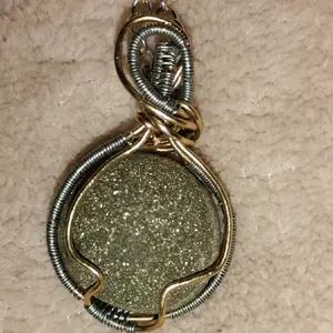 Authentic Kansas Pop Rock Crystal Necklace Protection & Healing Energy Handcrafted Wire Wrapped Design Pendant
