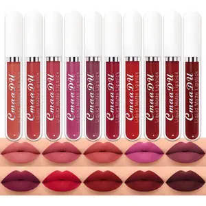 10Pcs Matte Lip Glaze Long Lasting Glossy Waterproof Lipstick Nonstick Easy To Apply Long Lasting Makeup Lipgloss For Beginners Beauty Cosmetic