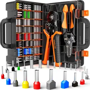 Ferrule Crimping Tool Kit, Ferrules Insulated Wire Terminals,for AWG 24–8 Wire Ferrule kit Set Includes 24 Sizes