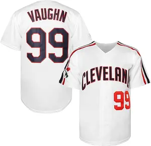 Ricky Vaughn 99 Movie Sporty Men's Letter & Figure Patched Button Short Sleeve Sports Jersey, Sport Loose Breathable V Neck Top for Baseball SpringStatements