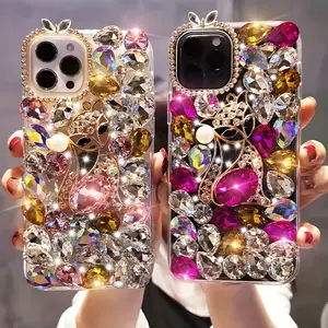 Luxury Pearl Rhinestone Fox Phone Case - Fashionable Anti-Drop Protective Cover - for iPhone 17 Pro Max/16 Plus