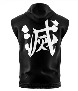 Demon Slayer Corps Uniform Sleeveless Hoodies, Demon Slayer Anime Graphic Sleeveless Sweatshirt Hoodies